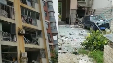 东营一小区疑似天然气泄露闪爆 半边楼玻璃被震碎