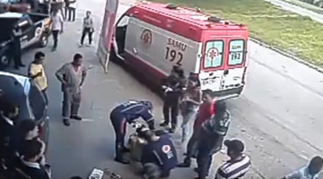 天空中突然飞来一只轮胎 男子头部被击中昏迷倒地