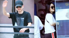 谢娜张杰合体录《快本》，黑白情侣衫秀恩爱，一前一后分开进场