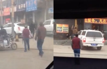 【拍客】河北街头现群殴火拼 皮卡车多次撞向人群