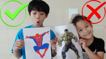 奇怪，萌娃小萝莉和小正太怎么画蜘蛛侠和绿巨人？可是谁画错了？儿童启蒙亲子早教益智游戏玩具故事