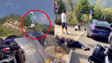 实拍：北京一保时捷逆行对撞摩托车 司乘两人瞬间被撞飞！
