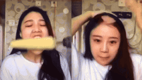 美女电钻啃玉米，不小心搅到头发！