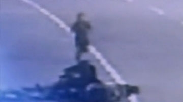 监拍马匹公路上受惊追尾摩托车 现场人仰马翻