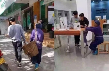 【拍客】云南一男子疑欲买苹果手机 奶奶背筐来付钱