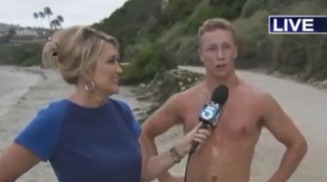 女主持对受访肌肉男一见钟情 当场摔麦克风赤脚追汉