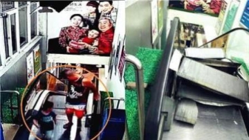 监拍父子走出电梯瞬间电梯故障