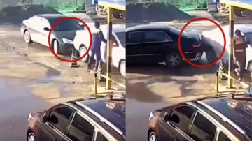 10秒撞4次！实拍：女司机连续误踩油门撞车 目击者狂喊刹车！