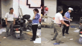 网曝男子驾无牌摩托被查 当街殴打女交警