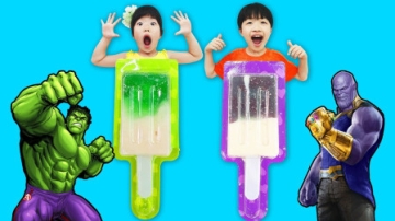 超级英雄早教益智游戏玩具：萌娃小萝莉和小正太吃了什么冰淇淋糖果？怎么变成绿巨人了？