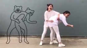 两个美女实力cos神经熊，这逗比舞蹈简直太魔性