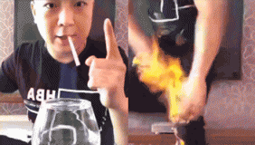 这哥们手指点烟技能牛逼，就是智商欠点