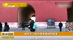 故宫午门墙皮脱落 现场已隔离启动应急预案