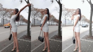街拍美女腰臀比惊人