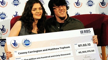 情侣中彩票赢得3.9亿 拿出上千万送好友