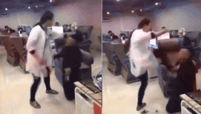 实拍女子网吧暴打玩游戏老公 狂踹胸部扇巴掌