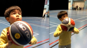 胡可晒安吉打篮球帅照，网友 注定要长成一米八的男神