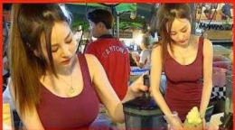 【美食街拍】泰国美女水果沙冰