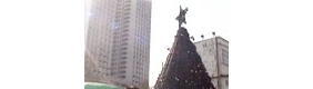 【拍客】商场制作巨型圣诞树 与高楼媲美