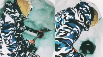 陆毅冰天雪地带妻女住雪洞 贝儿和小叶子的体质也太好了