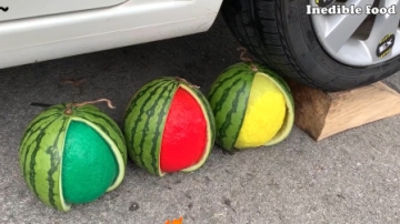 减压实验：汽车碾压西瓜大全 外国牛人脑洞大开听声音解压勿模仿