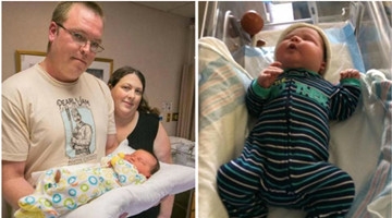 美国妈妈生下13斤巨婴 落地就得穿半岁童装！