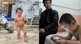 2岁男孩被称火娃 零下4度寒冬赤身室外玩耍