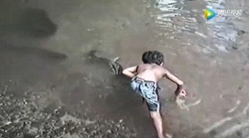 男孩在河边玩耍时 游客拍下了这吓人一幕