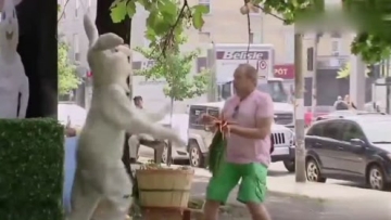 国外爆笑街头恶搞：兔八哥攻击！