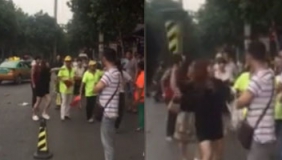 西安女子问路无果 竟持路牌怒砸环卫工脑袋