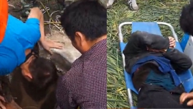 【拍客】安徽阜阳六旬老人跌落30米机井 消防倒挂下井救人