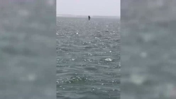 天呐！这是人还是鬼呀，看看在水上漂走着多潇洒