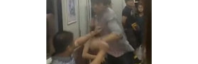 【拍客】男子地铁内拳殴邻座遭组合拳还击