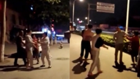 实拍济南一原女村官持刀砍伤原村主任 丈夫扔燃烧弹