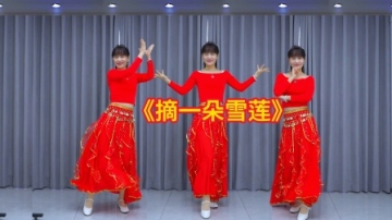 广场舞《摘一朵雪莲》西域风情好看，欢快的节奏，一起欣赏