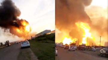 实拍：俄罗斯一加油站发生大火 群众围观拍视频突然猛烈爆炸！