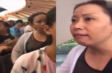 上海迪士尼惊现插队女骂哭小姑娘 女儿还在一旁