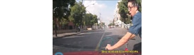 [拍客]骑车人横穿马路被撞车