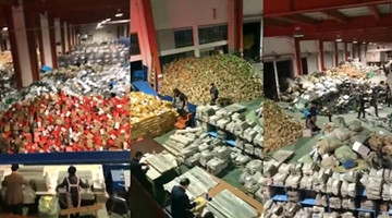 双11过后全国各地快递又双叒爆仓 包裹堆成海